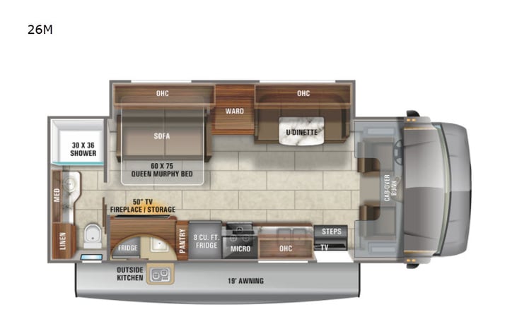 Representative floor plan provided by a trusted RVshare partner.