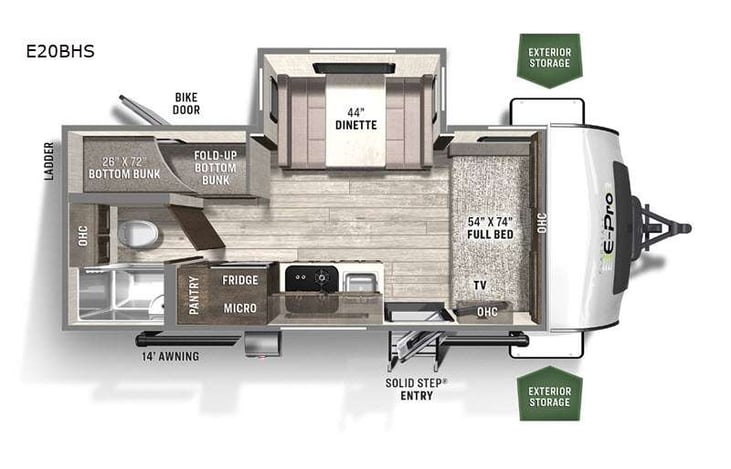 Representative floor plan provided by a trusted RVshare partner.