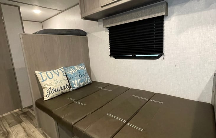 The dining area converted.