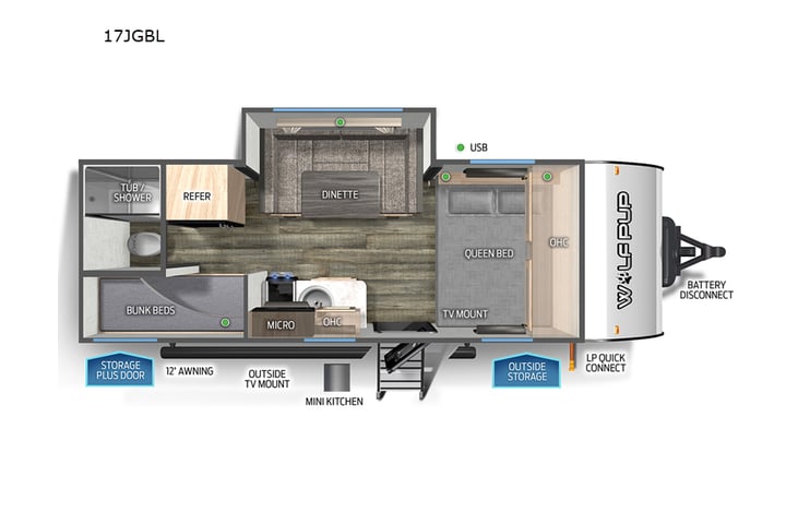 Representative floor plan provided by a trusted RVshare partner.