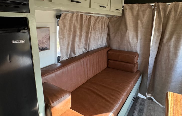 Pillow top couch/bed, blackout curtains