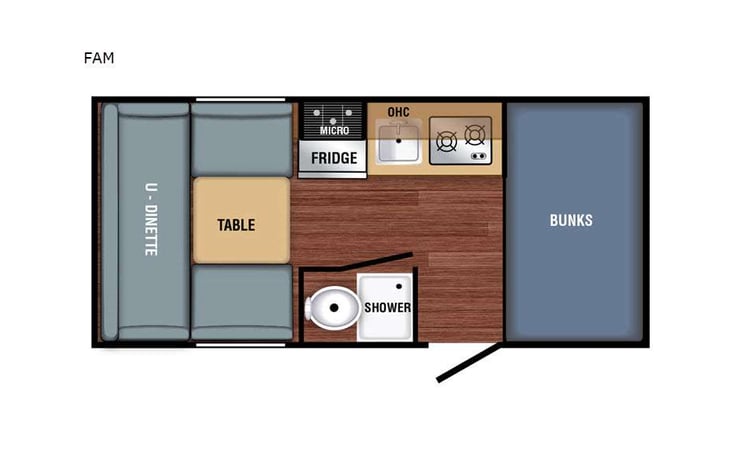 Representative floor plan provided by a trusted RVshare partner.