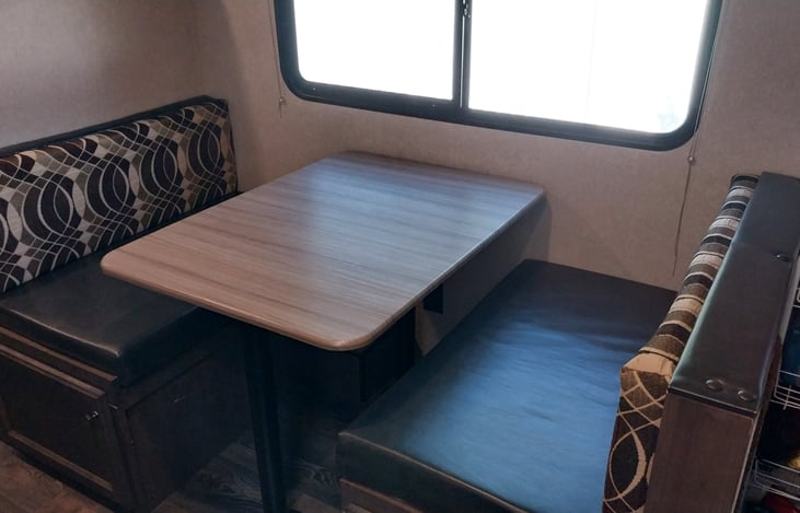 Sits four people easily for eating or playing games.