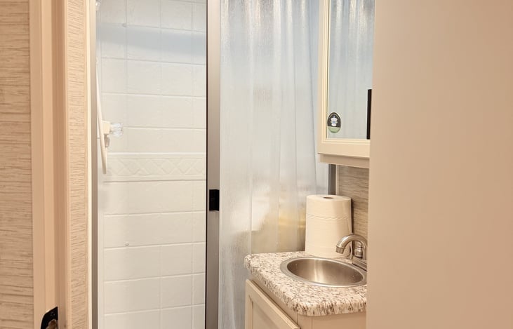 Full shower with skylight