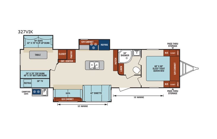 Representative floor plan provided by a trusted RVshare partner.
