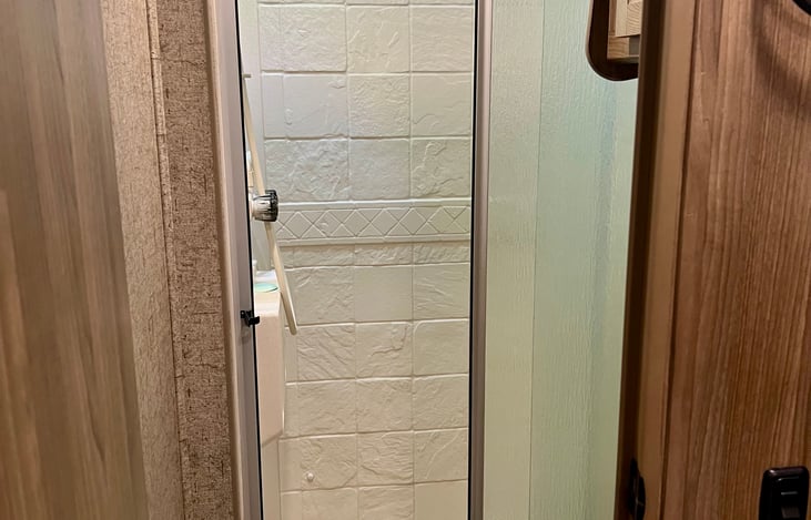 View looking into bathroom from the doorway