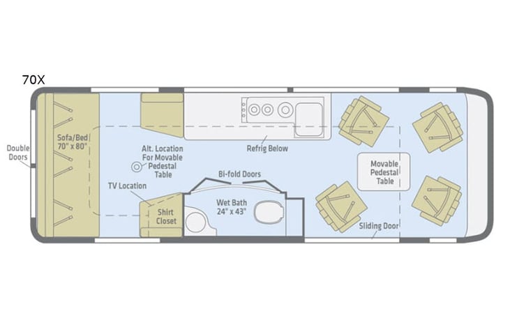 Representative floor plan provided by a trusted RVshare partner.