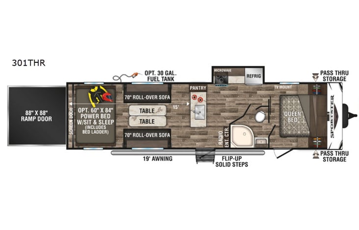 Representative floor plan provided by a trusted RVshare partner.