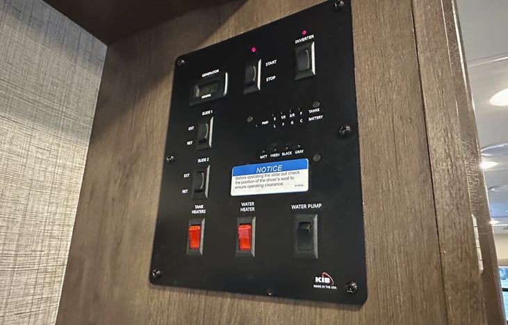 Serenity is equipped with a tankless, on demand water heater as well as two slide outs and holding tank heaters for winter freeze prevention