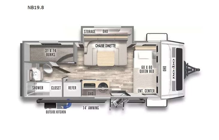 Representative floor plan provided by a trusted RVshare partner.