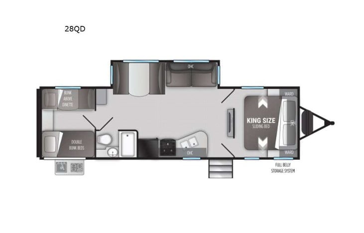 Representative floor plan provided by a trusted RVshare partner.