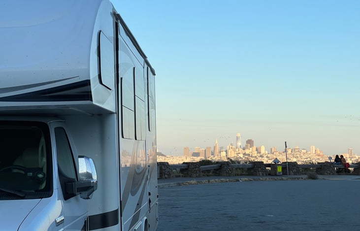 Pivot parked at the San Francisco Golden Gate Bridge viewing area.