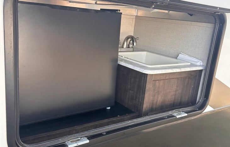 Outdoor fridge and sink