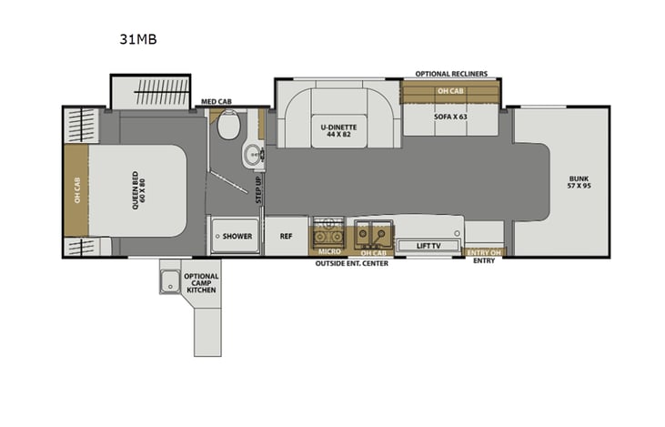 Representative floor plan provided by a trusted RVshare partner.