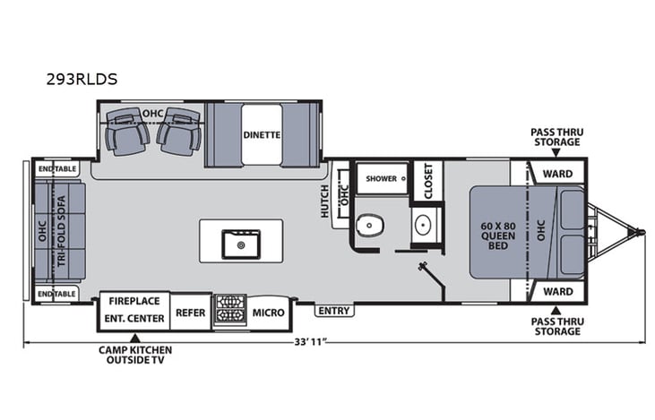 Representative floor plan provided by a trusted RVshare partner.
