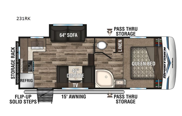 Representative floor plan provided by a trusted RVshare partner.