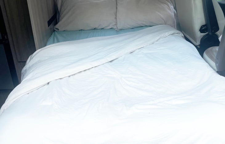 Puzzle bed sleeps two comfortably!