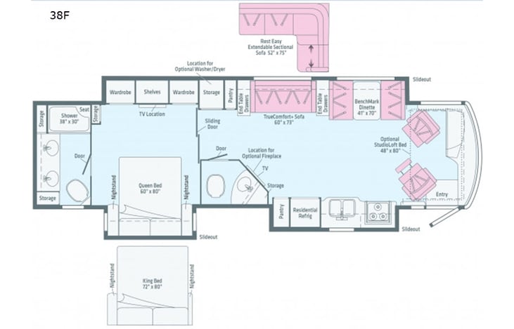 Representative floor plan provided by a trusted RVshare partner.