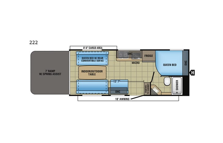 Representative floor plan provided by a trusted RVshare partner.