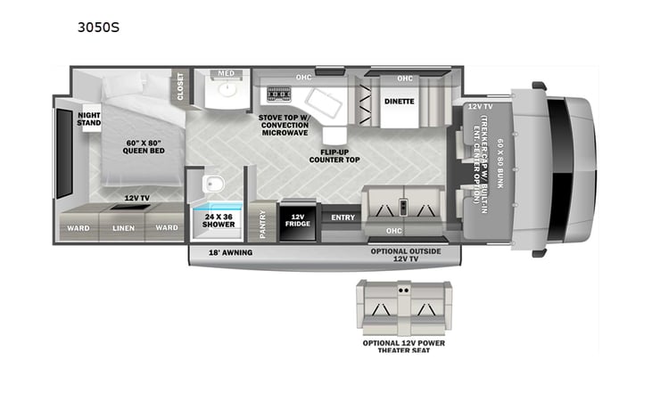 Representative floor plan provided by a trusted RVshare partner.
