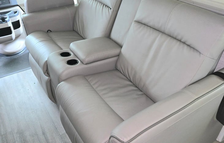 Relax in these two leather recliners.