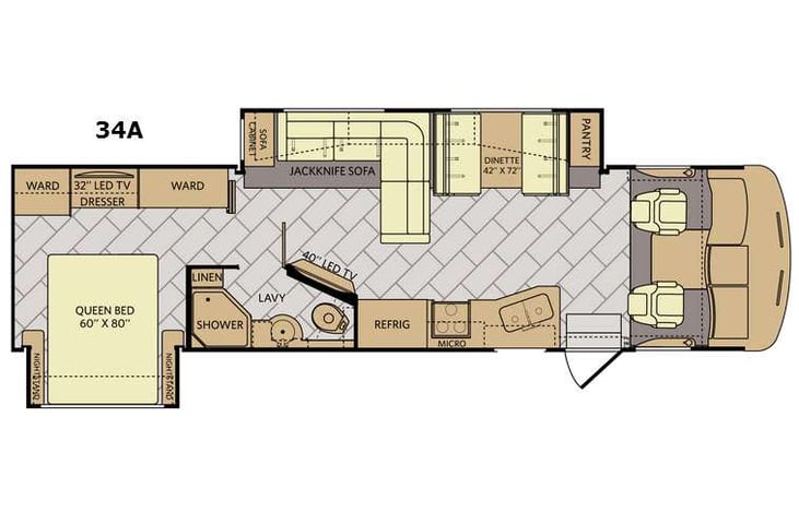 Representative floor plan provided by a trusted RVshare partner.