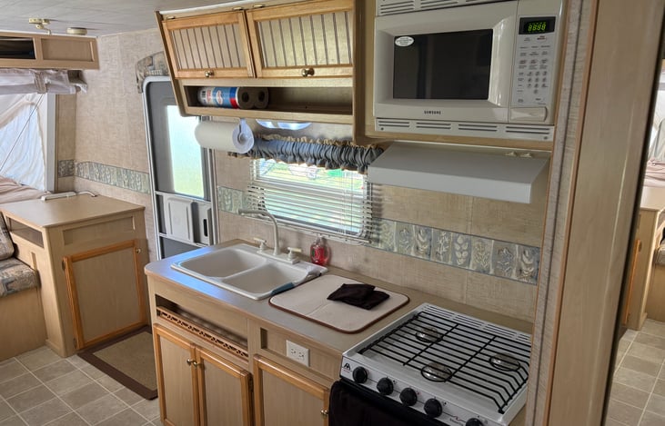 Plenty of counter space with large kitchen area