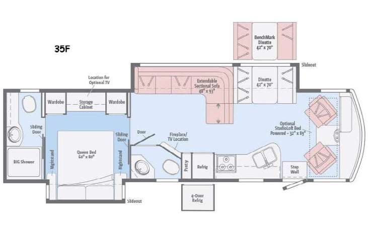 Representative floor plan provided by a trusted RVshare partner.