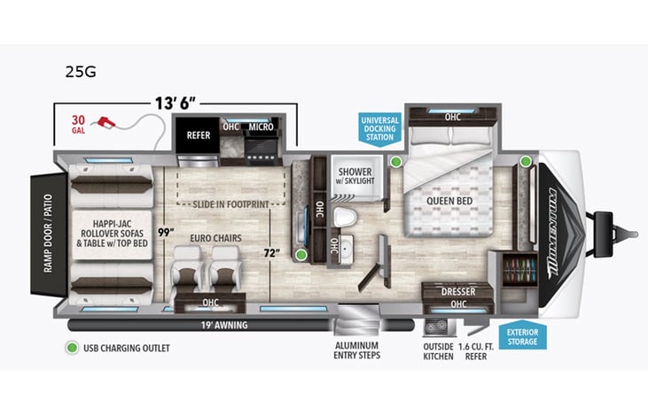 Representative floor plan provided by a trusted RVshare partner.