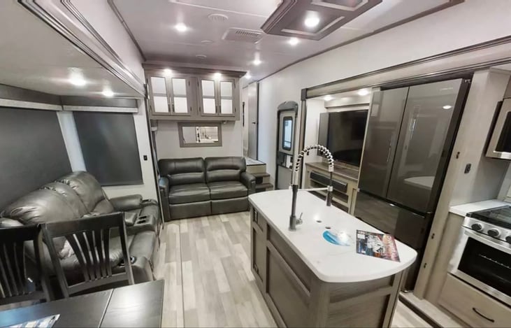 Spacious kitchen & living room area.