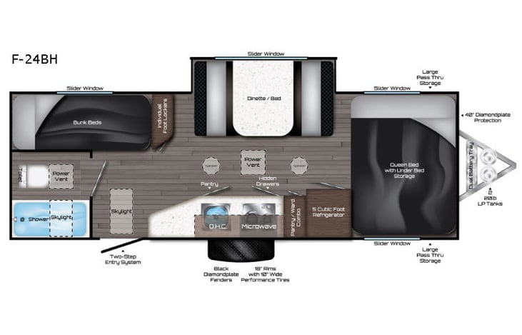 Representative floor plan provided by a trusted RVshare partner.