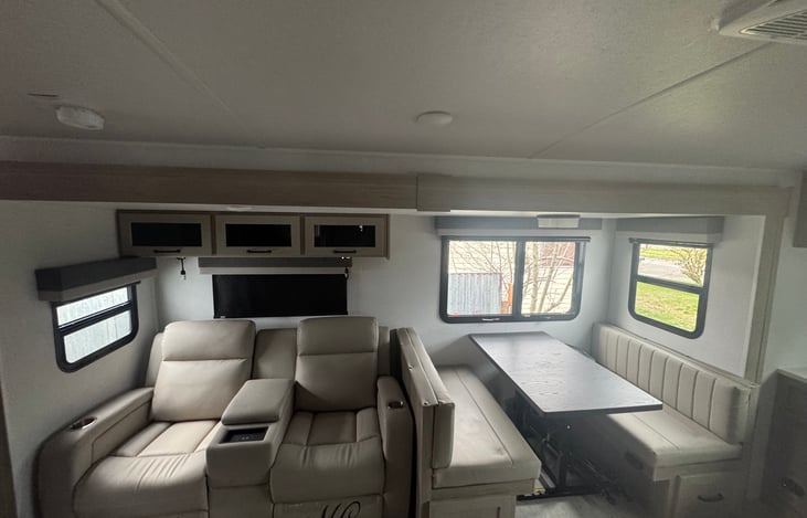 Comfy recliners out of the way of kitchen traffic