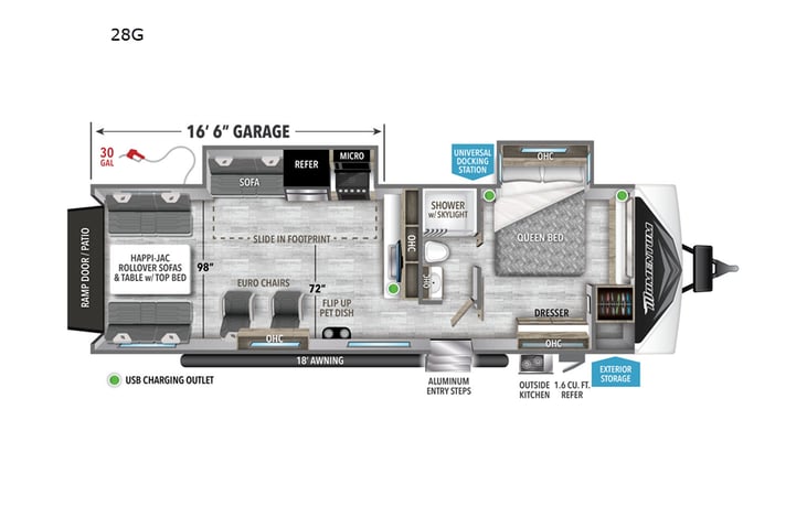 Representative floor plan provided by a trusted RVshare partner.