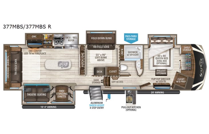 Representative floor plan provided by a trusted RVshare partner.
