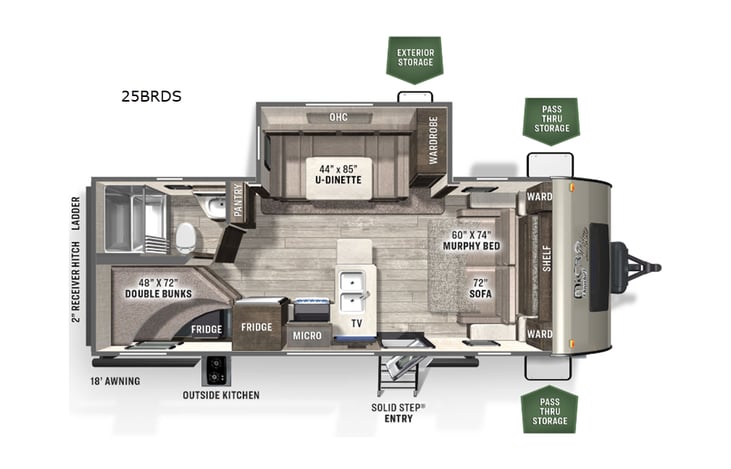 Representative floor plan provided by a trusted RVshare partner.