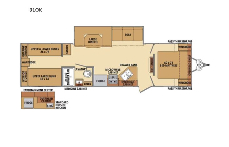 Representative floor plan provided by a trusted RVshare partner.
