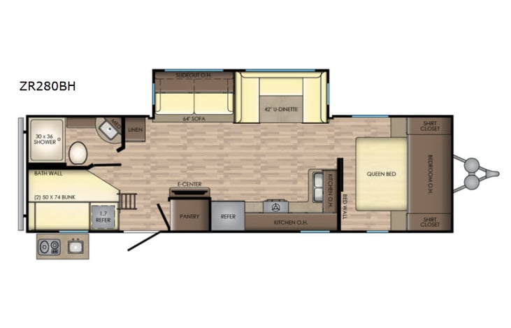 Representative floor plan provided by a trusted RVshare partner.