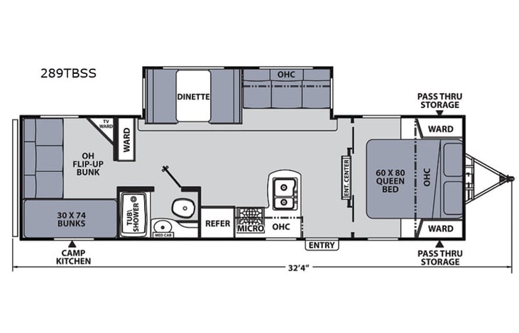 Representative floor plan provided by a trusted RVshare partner.