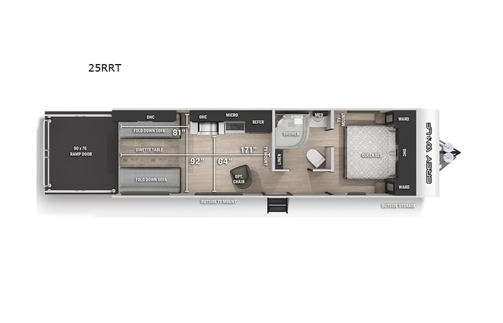 Representative floor plan provided by a trusted RVshare partner.