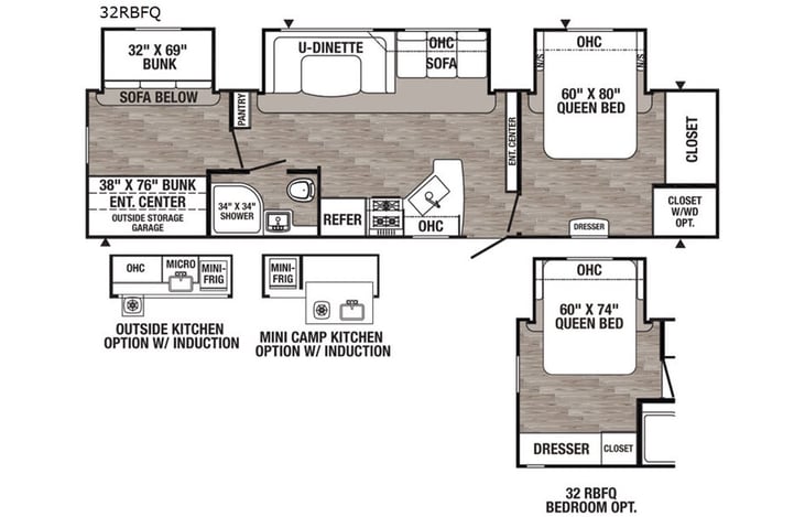 Representative floor plan provided by a trusted RVshare partner.