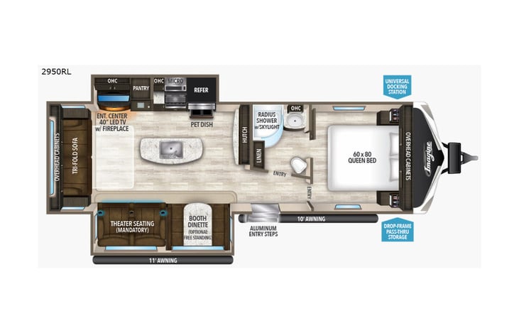Representative floor plan provided by a trusted RVshare partner.