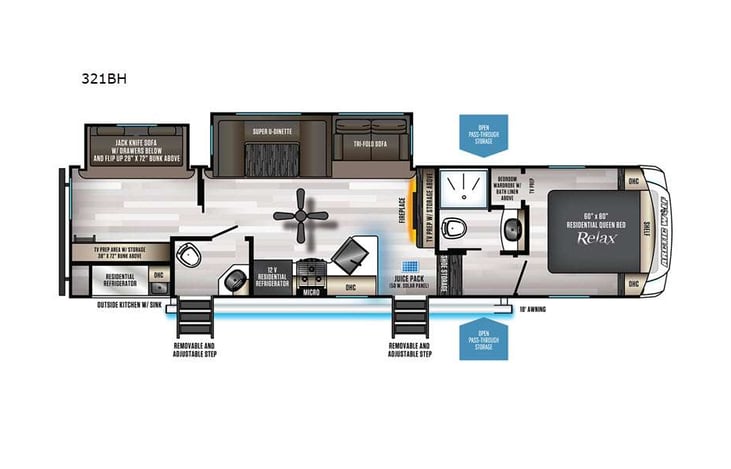 Representative floor plan provided by a trusted RVshare partner.