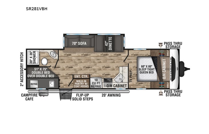 Representative floor plan provided by a trusted RVshare partner.