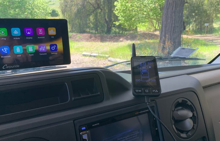 Large CarPlay console and TireMinder digital monitor on board