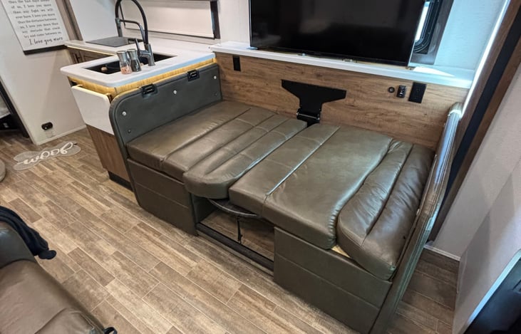 DInette turns into a bed that can easily fit two smaller children or one teenager