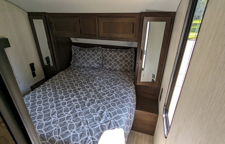 His and her closets and an additional linen/storage closet in the master bedroom.