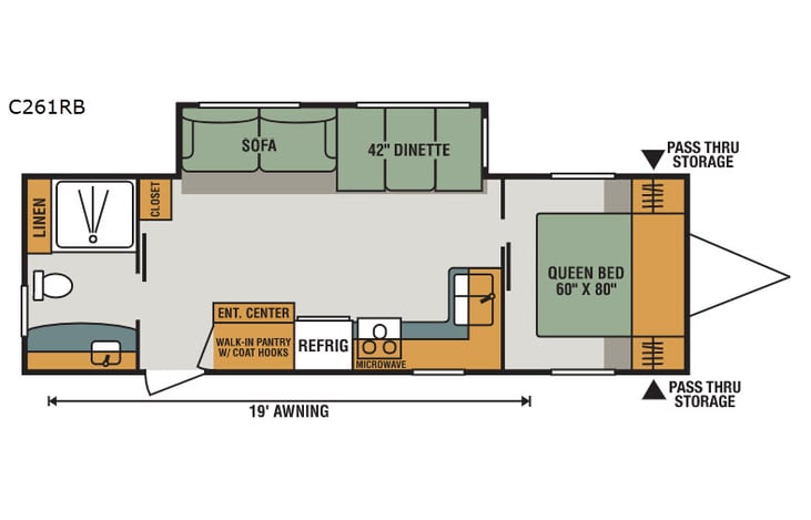 Representative floor plan provided by a trusted RVshare partner.