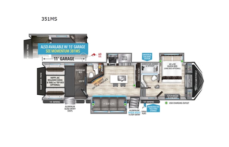 Representative floor plan provided by a trusted RVshare partner.