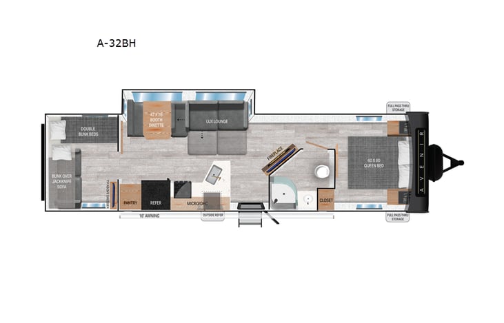 Representative floor plan provided by a trusted RVshare partner.