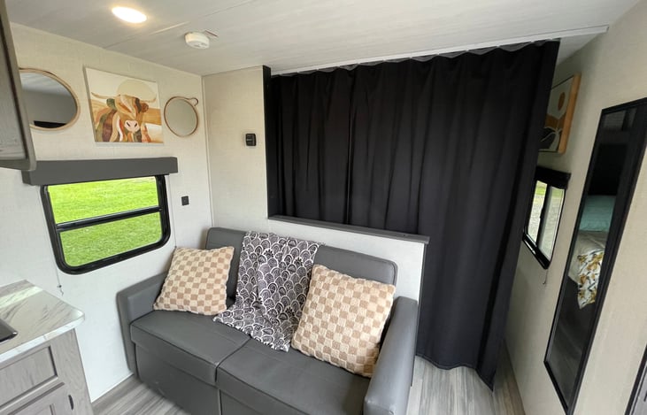 curtain for some privacy up in the front sleeping area!